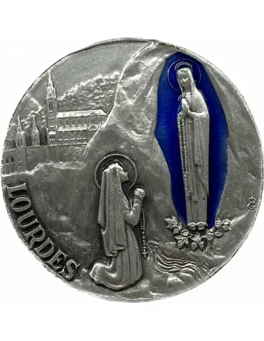 Plaque auto emaillée Lourdes - apparitions Vierge