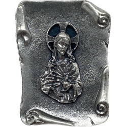 Plaque auto argentée Sacré Coeur de Jésus