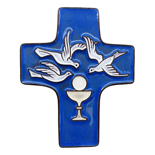 Cadeau pour communion Croix céramique bleu foncé Cadeau pour communion Croix céramique bleu foncé