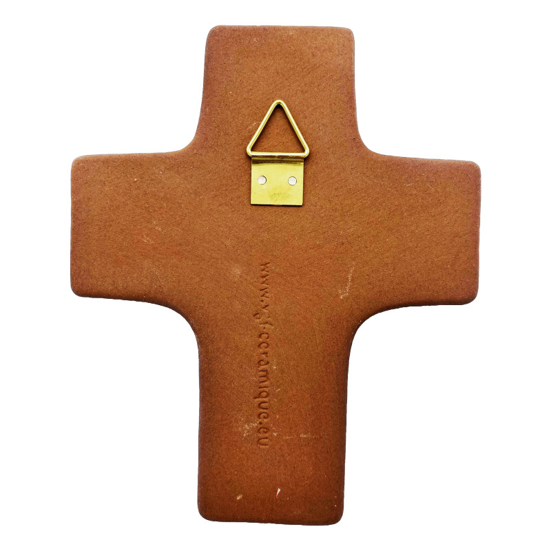 Cadeau pour communion Croix céramique rose