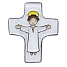 Cadeau de baptême : céramique "Christ bras ouverts" blanc