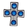Cadeau Baptême original - croix céramique blanche et bleue