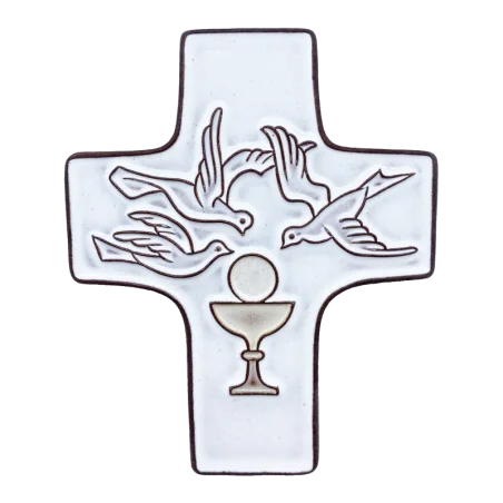 Croix céramique "Communion" blanc