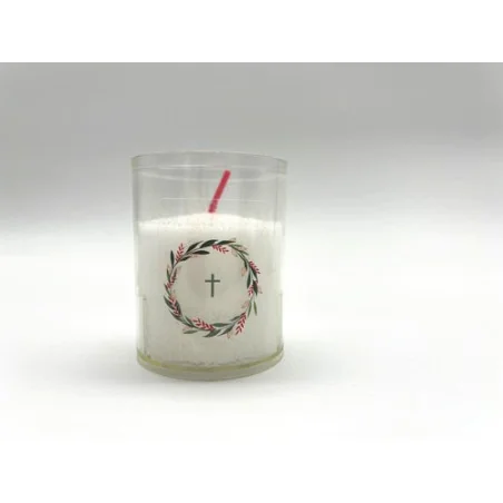 Bougie blanche avec couronne croix