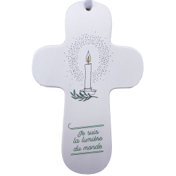 Croix "au fil de la plume" bougie - vert