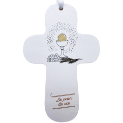 Croix "au fil de la plume" Communion - orange