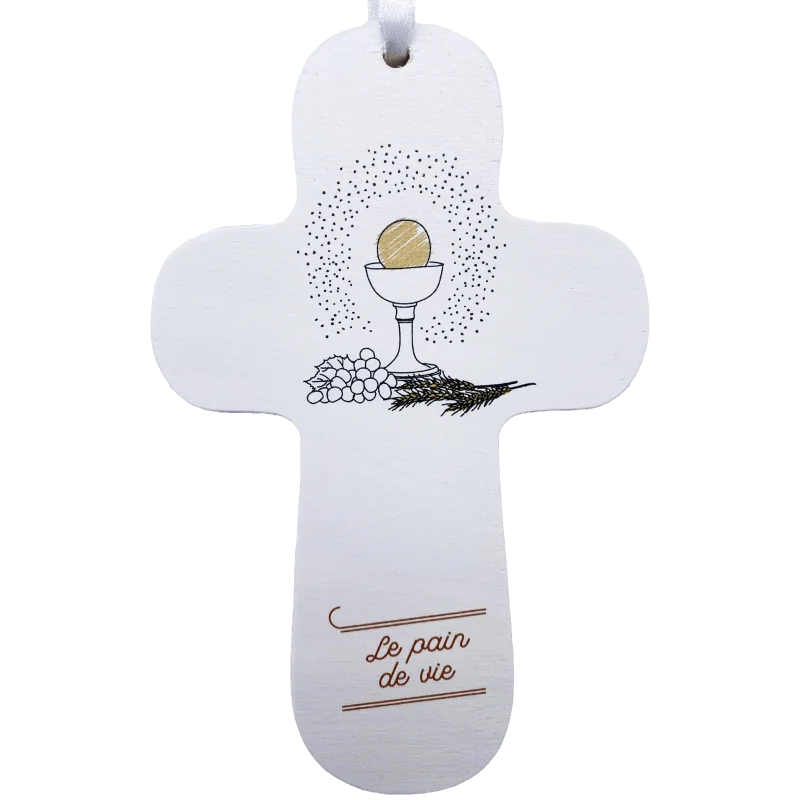 Croix "au fil de la plume" Communion - orange