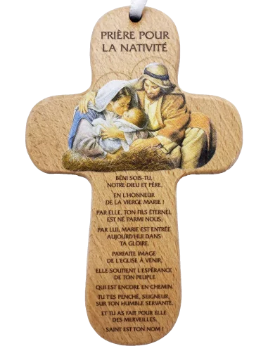Croix bois "Prière pour la nativité"