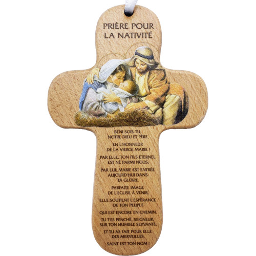 Croix bois "Prière pour la nativité"