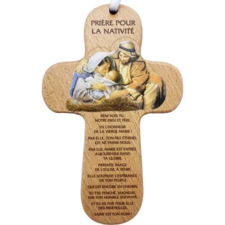 Croix bois "Prière pour la nativité"