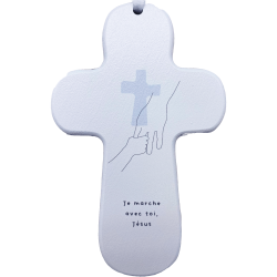Croix bois SISTER "Je marche avec toi Jésus"