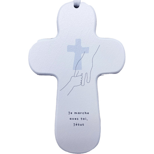 Croix bois SISTER "Je marche avec toi Jésus"