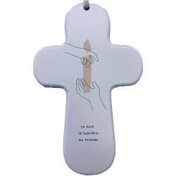 Croix bois SISTER "Je suis la lumière du monde"