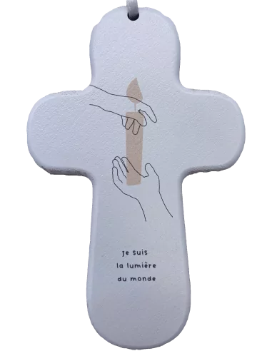 Croix bois SISTER "Je suis la lumière du monde"