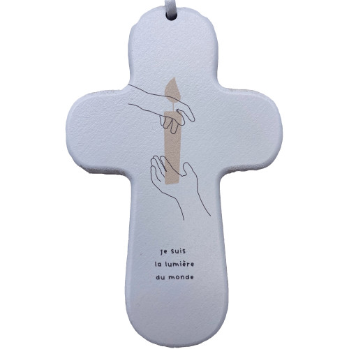 Croix bois SISTER "Je suis la lumière du monde"