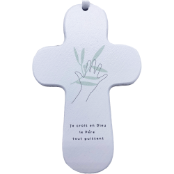 Croix bois SISTER "Je crois en Dieu"