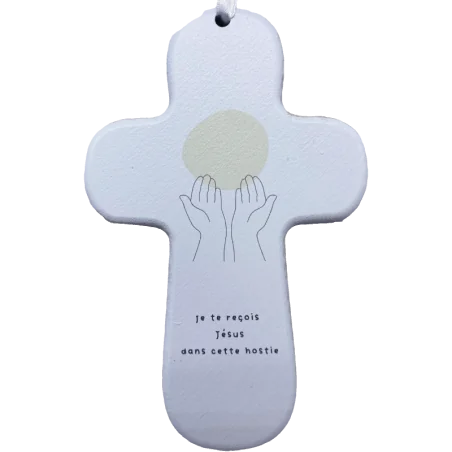 Croix bois SISTER "Je te reçois Jésus"