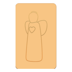 Carte simple de communion orange - Ange de l'amour - 65X105 mm