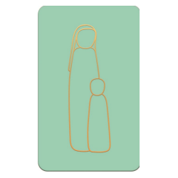 Carte simple de communion vert d'eau - vierge à l'enfant - 65X105 mm