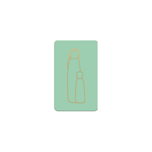 Carte simple de communion vert d'eau - vierge à l'enfant - 65X105 mm