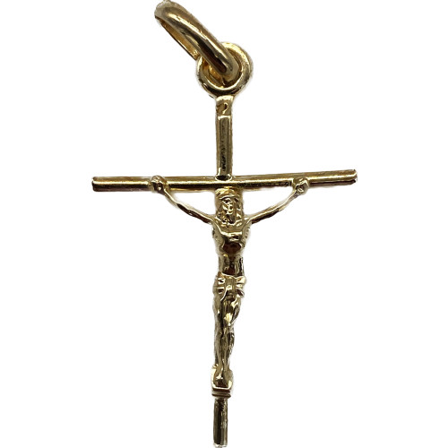 Pendentif Croix Avec Jésus En Plaqué Or Jaune - Bijou Mixte Homme/femme - Neuf Avec étiquettes