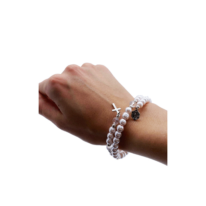 Bracelet chapelet rose