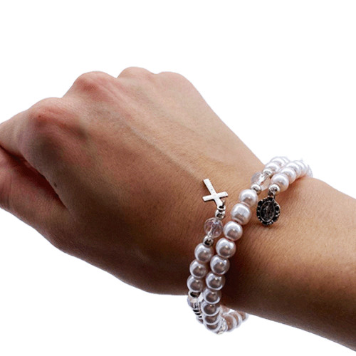 Bracelet chapelet rose