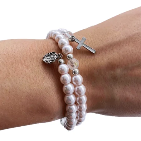 Bracelet chapelet rose