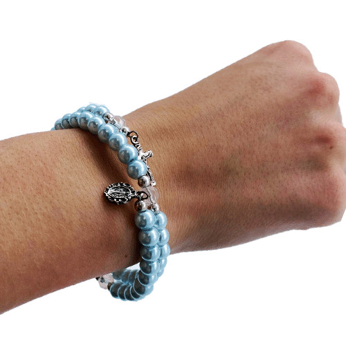 Bracelet chapelet bleu