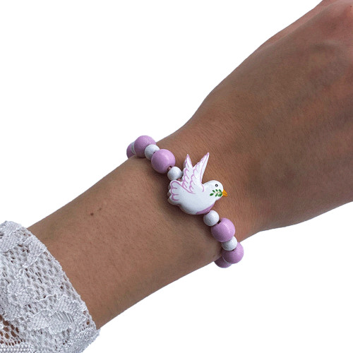 Bracelet enfant colombe rose