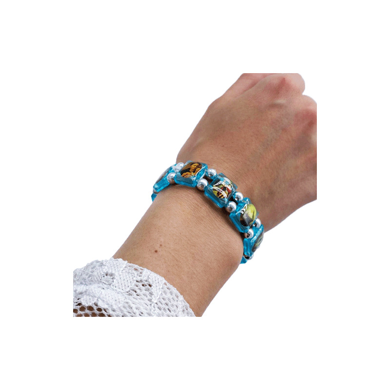 Bracelet religieux des Saints bleu clair