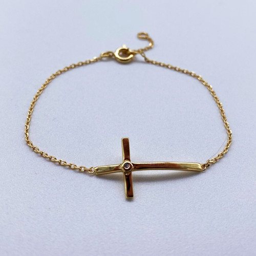 Bracelet avec croix en plaqué or