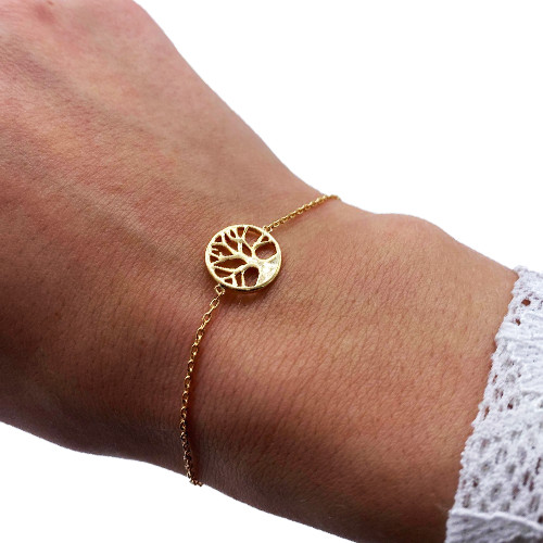 Cadeau de communion - Bracelet Arbre de Vie en plaqué or