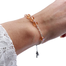 Bracelet Dizainier en perle de verre facettée - Jaune orangé