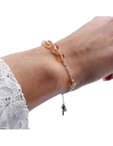 Bracelet Dizainier en perle de verre facettée - Jaune orangé