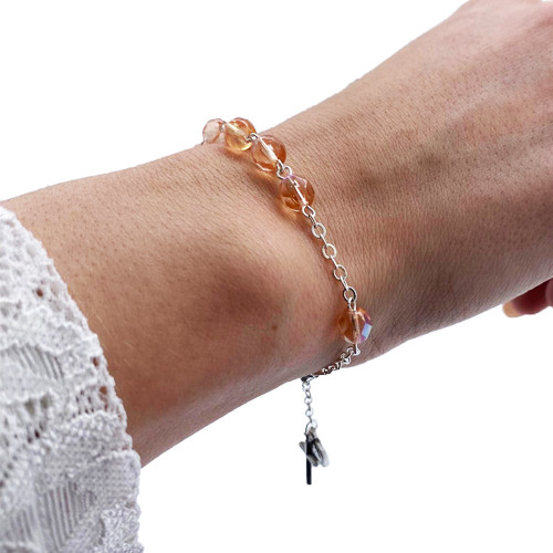 Bracelet Dizainier en perle de verre facettée - Jaune orangé