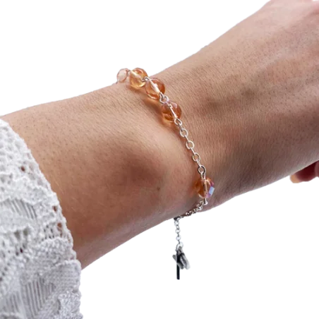 Bracelet Dizainier en perle de verre facettée - Jaune orangé