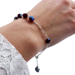 Bracelet Dizainier en perle de verre facettée - grenat