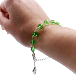 Bracelet Dizainier en perle de verre facettée - Vert clair