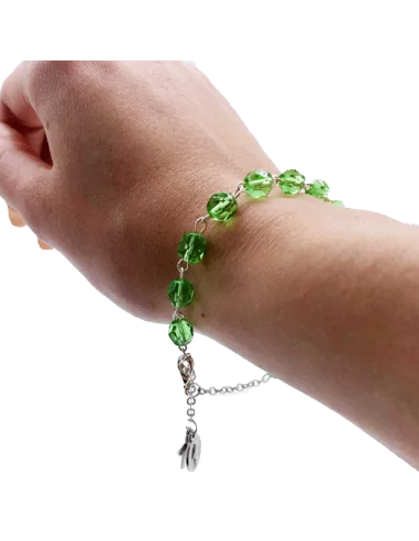 Bracelet Dizainier en perle de verre facettée - Vert clair