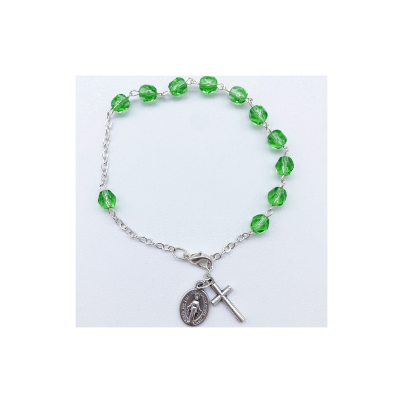 Bracelet Dizainier en perle de verre facettée - Vert clair