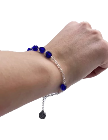 Bracelet Dizainier en perle de verre facettée - Violet foncé