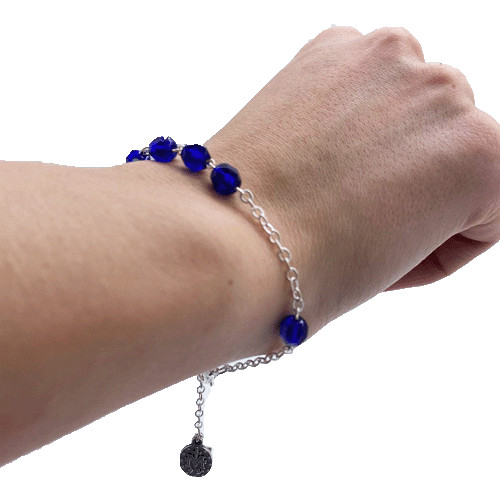 Bracelet Dizainier en perle de verre facettée - Violet foncé