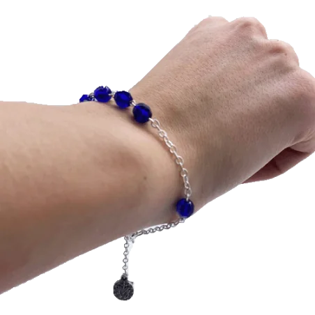Bracelet Dizainier en perle de verre facettée - Violet foncé
