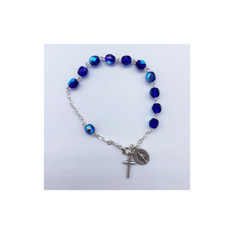 Bracelet Dizainier en perle de verre facettée - Violet foncé