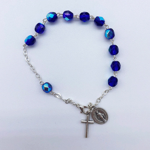 Bracelet Dizainier en perle de verre facettée - Violet foncé