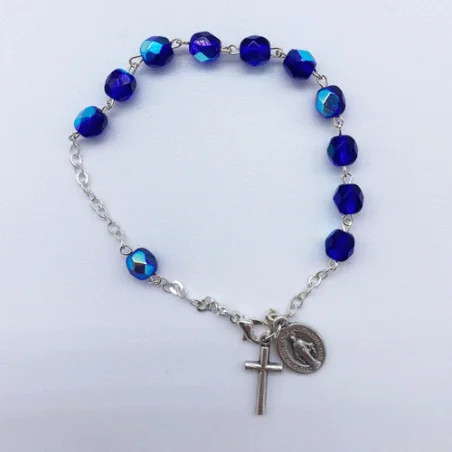 Bracelet Dizainier en perle de verre facettée - Violet foncé