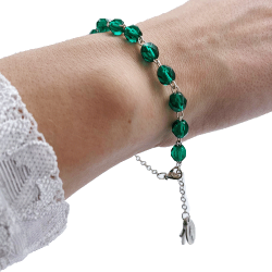 Bracelet Dizainier en perle de verre facettée - Vert foncé