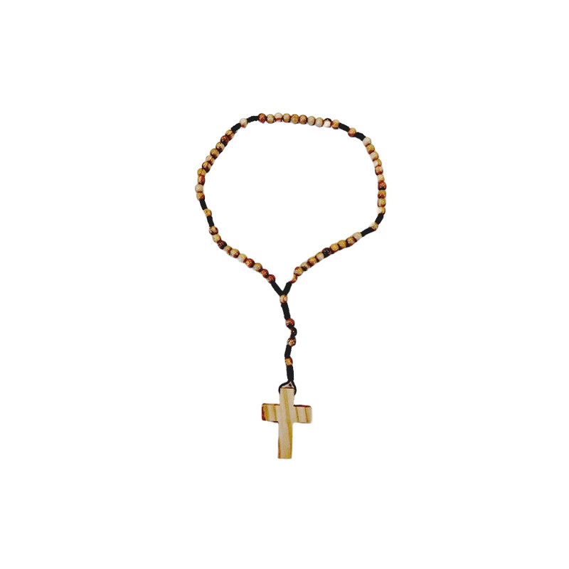 Chapelet bois olivier sur cordon sans Christ