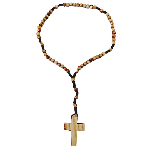 Chapelet bois olivier sur cordon sans Christ